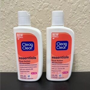 CLEAN & CLEAR Essentials Dual Action Facial Moisturizer Set of 2, NEW